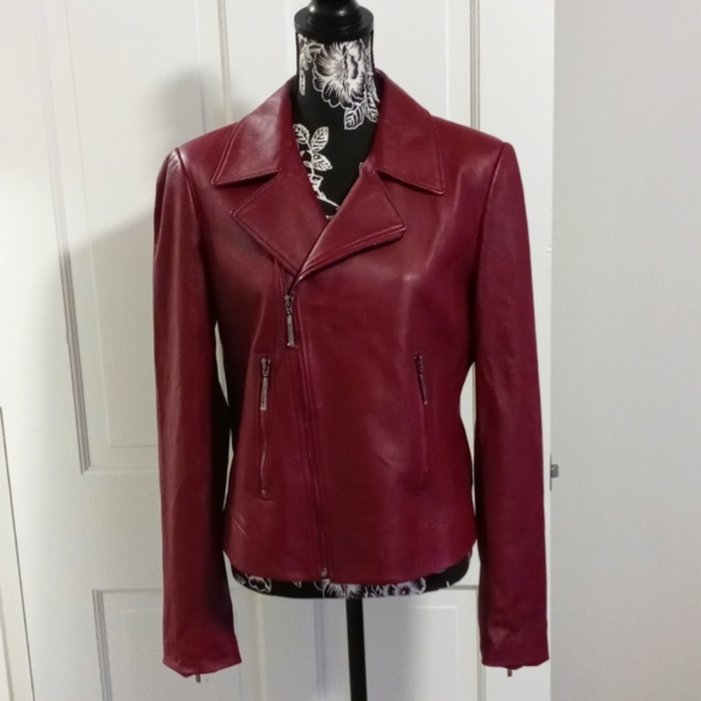 🆕 Elie Tahari - Bordeaux Moto Jacket
